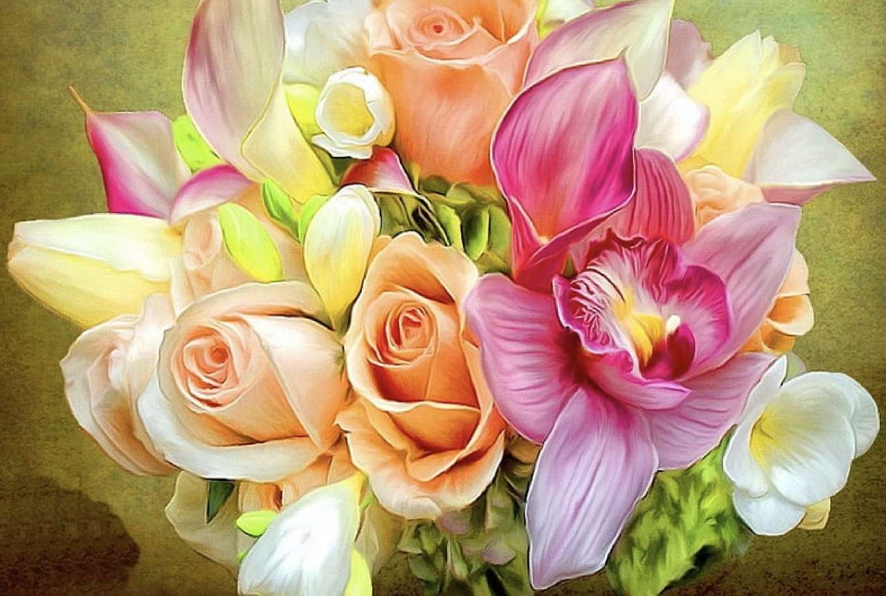 Lindo buquê de flores puzzle online