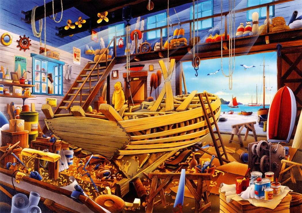 ''Werft'' von kleinen Booten in den alten Tagen Puzzlespiel online