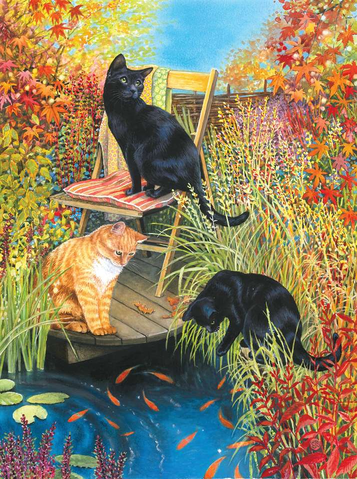 cats and goldfish jigsaw puzzle online