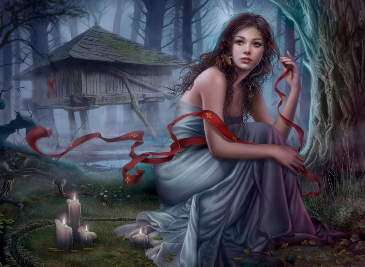 magische ritus 's nachts in het bos legpuzzel online