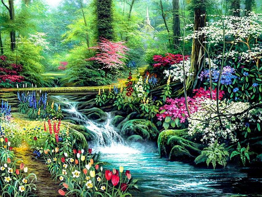 Gyönyörűen színes patak nyáron, ez egy csoda :) online puzzle