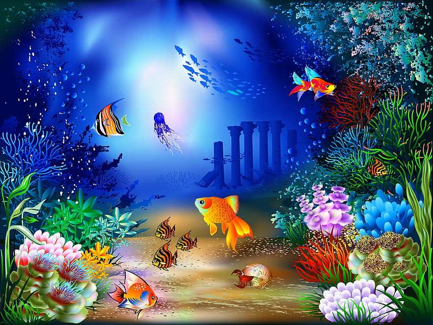 Vacker undervattensvärld :) Pussel online