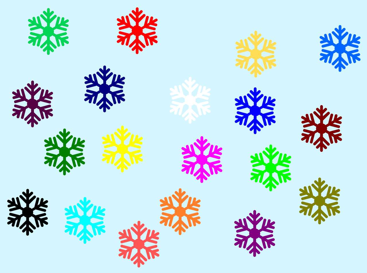 färgade snöflingor pussel på nätet