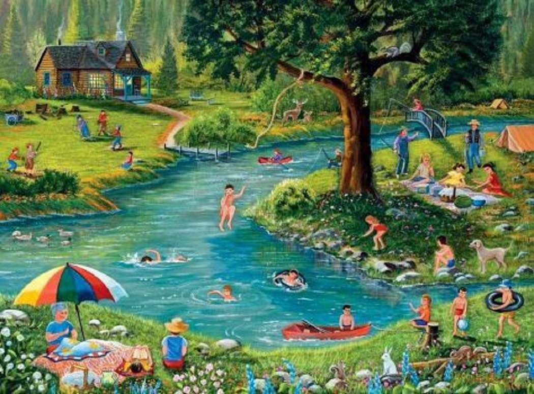 bath in the river jigsaw puzzle online