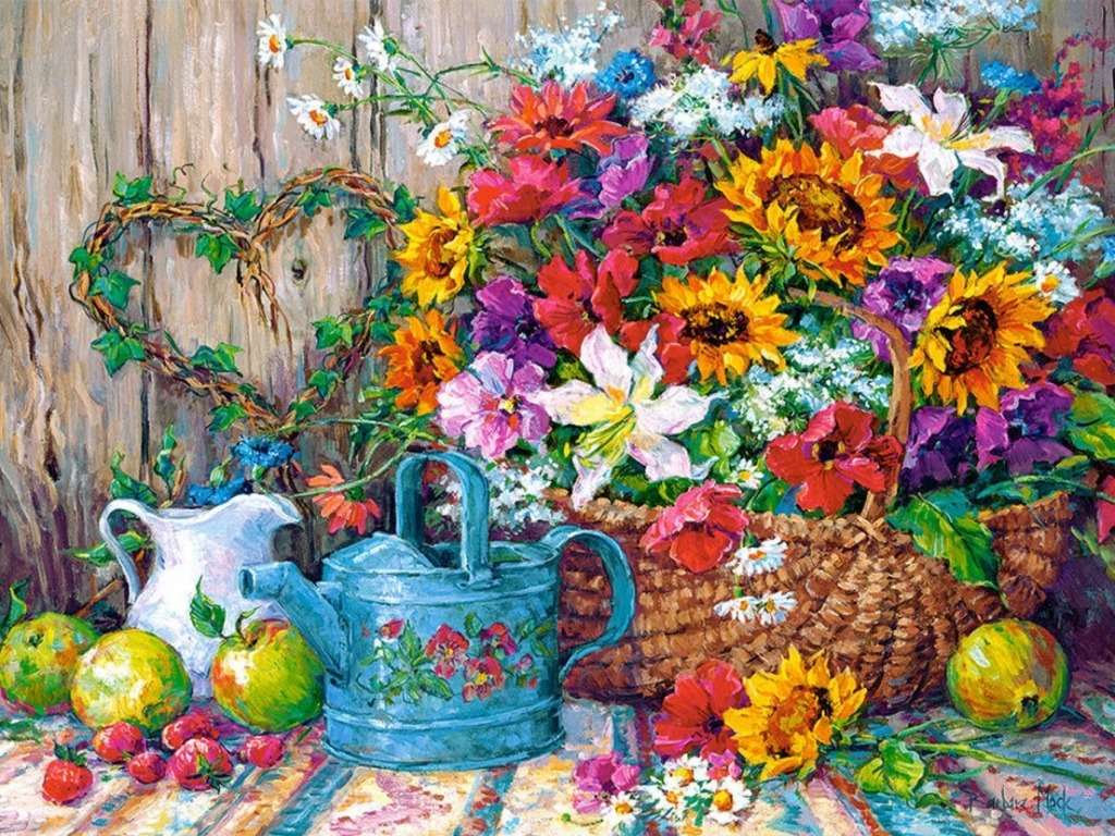 Tuin kleurrijk stilleven :) legpuzzel online