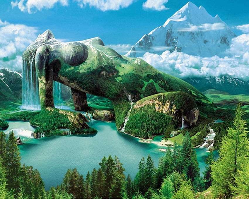Ένα μαγικό βουνό στα μάτια ενός ονειροπόλου, ένα όμορφο θέαμα παζλ online