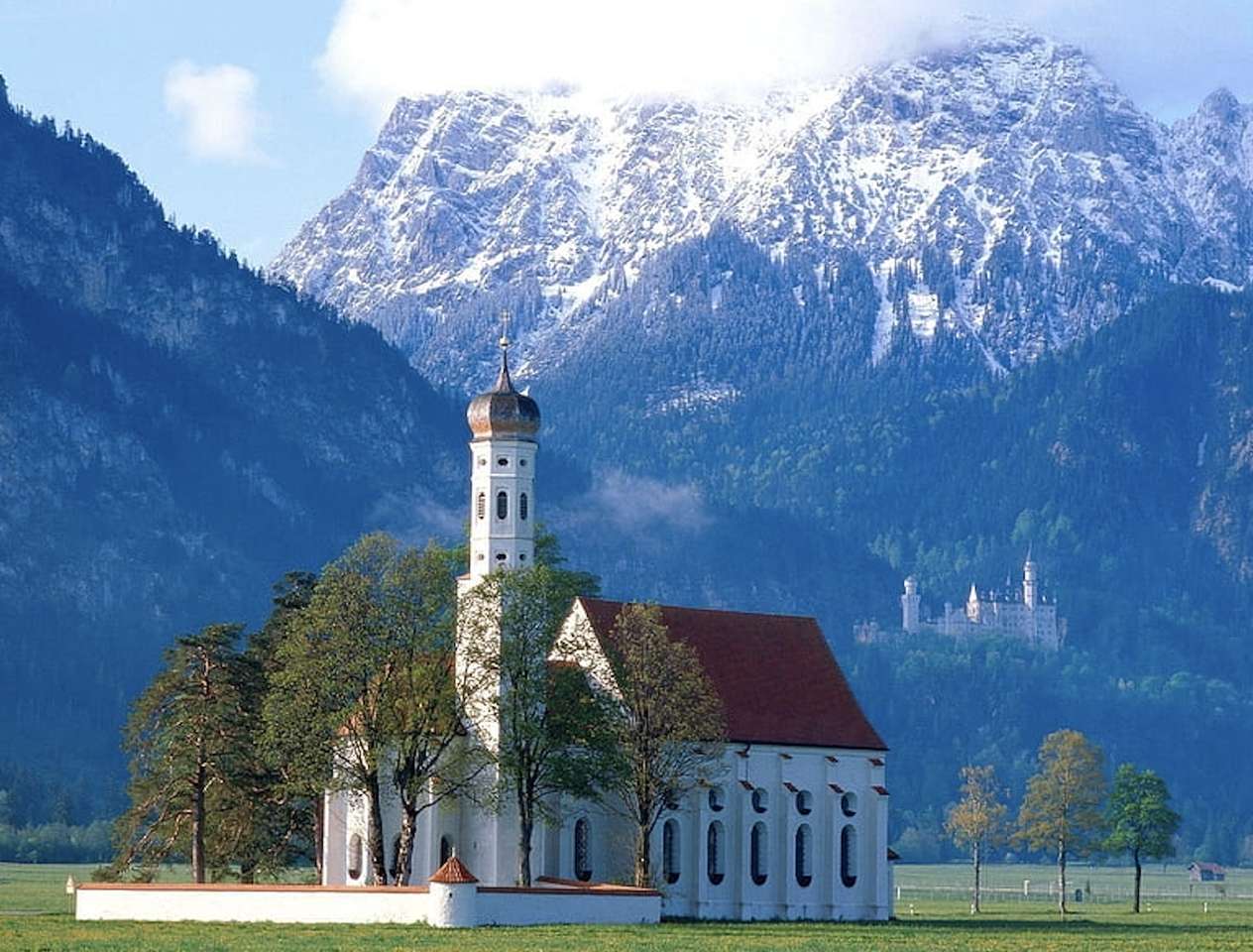 Německo-Schwangau okouzlující kostel s nádherným interiérem online puzzle
