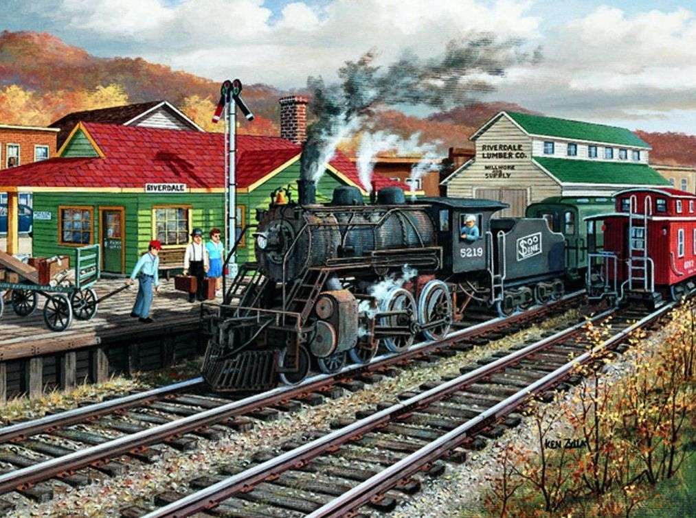 Train at the railway station jigsaw puzzle online
