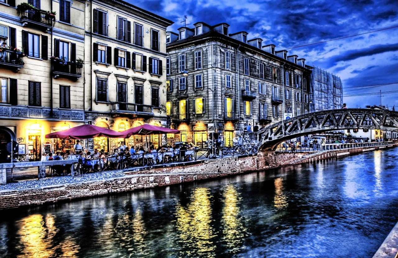 Italien - Nachtleben auf dem Naviglio Grande Canal Puzzlespiel online
