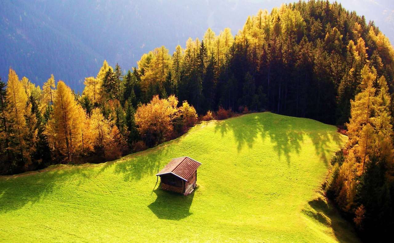 Österreich- Kleines Haus am Rande des Berges, was für eine Aussicht Online-Puzzle