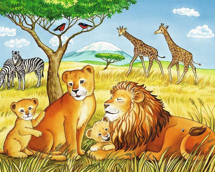 Μια οικογένεια λιονταριών online παζλ