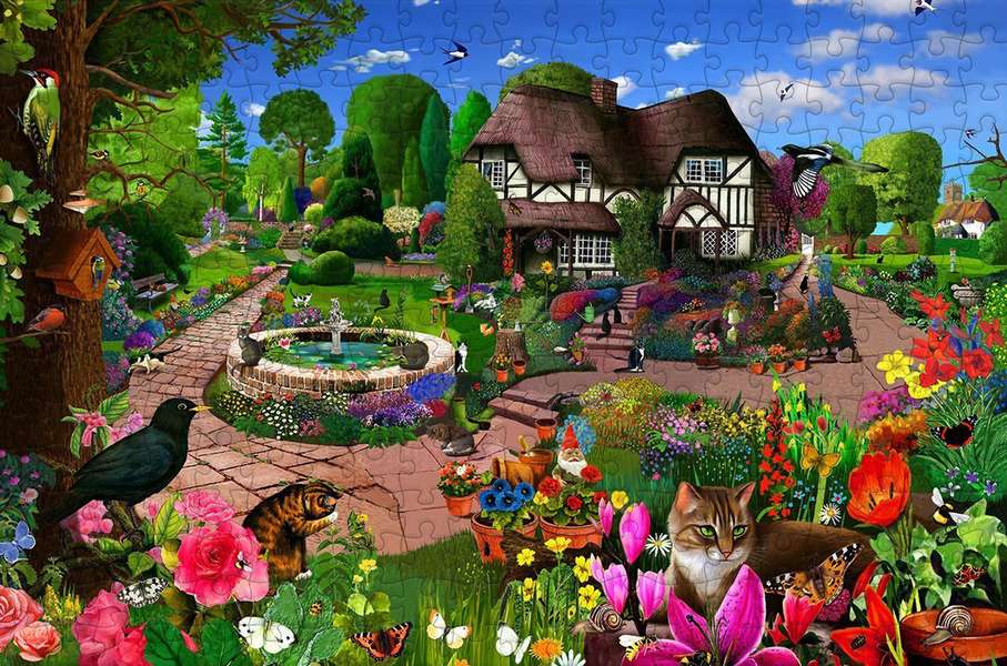Kittens genieten van de tuin #281 legpuzzel online