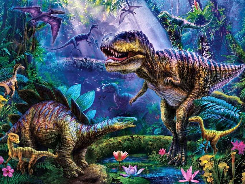 Джунгла на динозаври онлайн пъзел