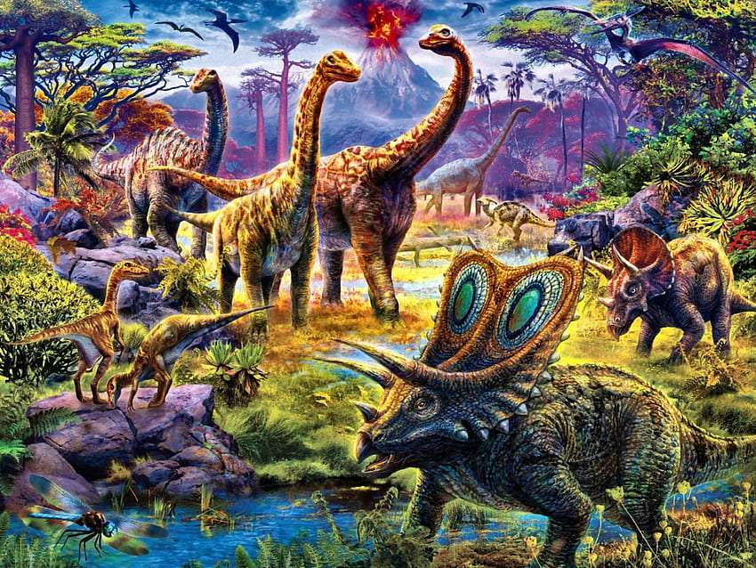 Sauropoden im Dinosaurier-Dschungel Online-Puzzle