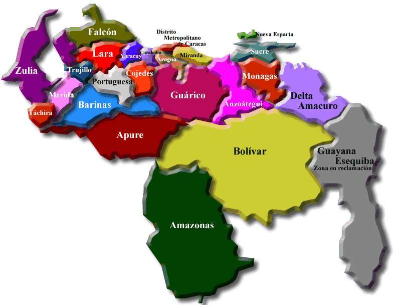 Карта Венесуэлы пазл онлайн
