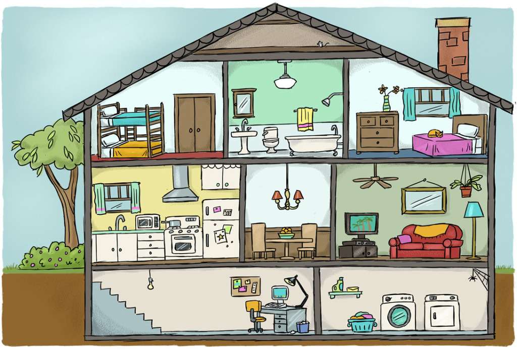 Puzzle of the parts of the house jigsaw puzzle online