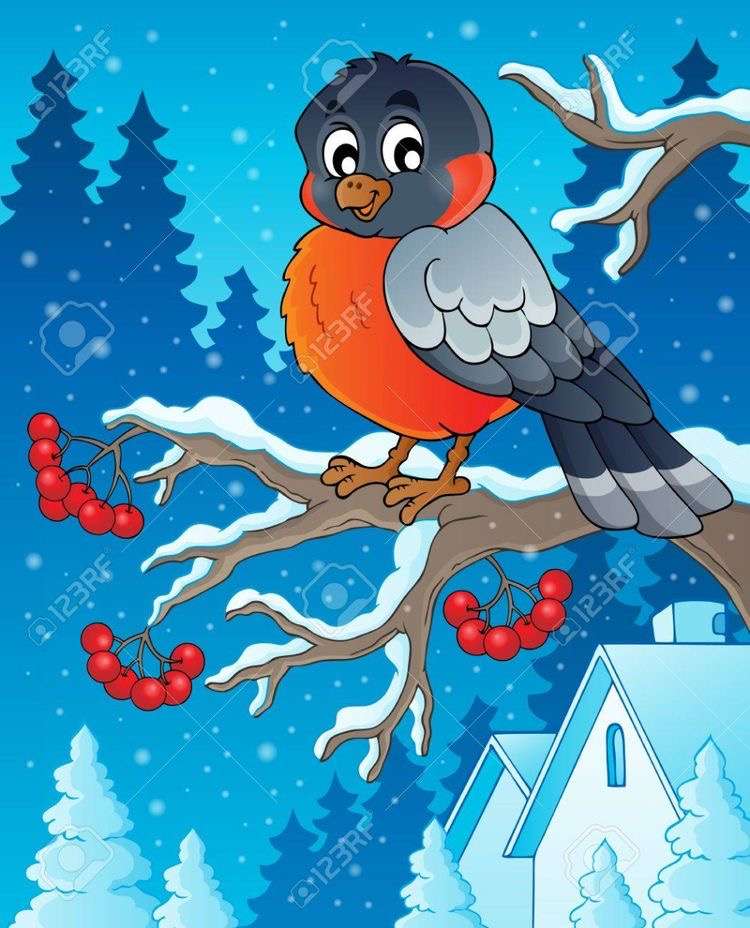 Fringuello di neve su un albero puzzle online