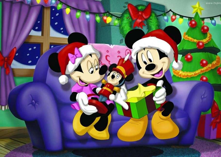 Міккі та Міні Маус на Різдво пазл онлайн