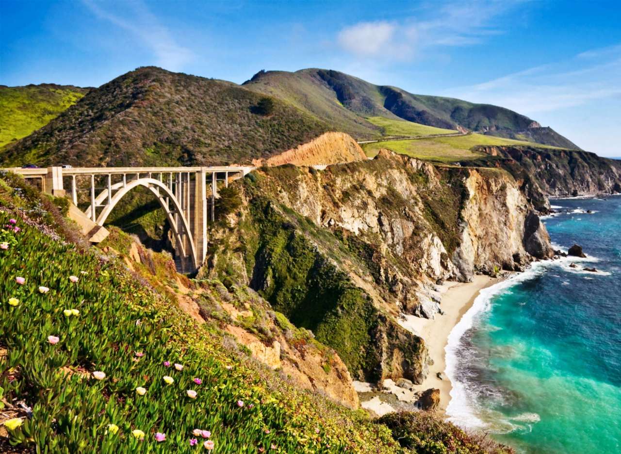 Καλιφόρνια - Γέφυρα Bixby Creek, ωραία θέα online παζλ