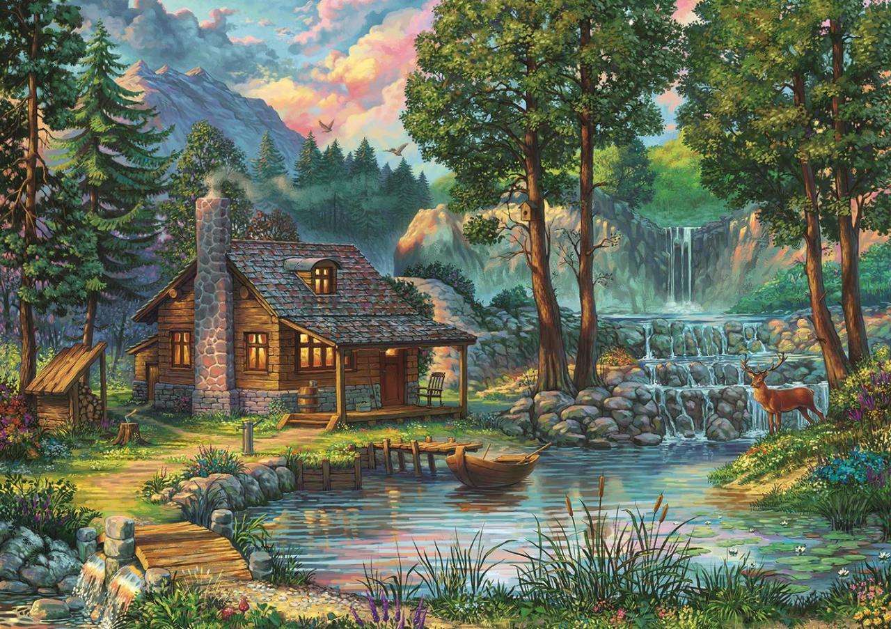 House by the river in the evening jigsaw puzzle online