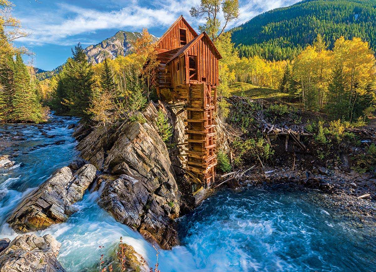 Tussen de wilde natuur, zo'n houten huisje, maar dan een uitzicht online puzzel