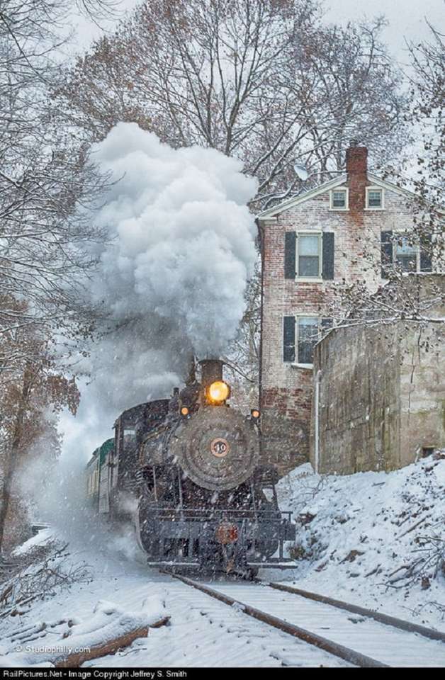 τρένο ατμού στο χιόνι online παζλ