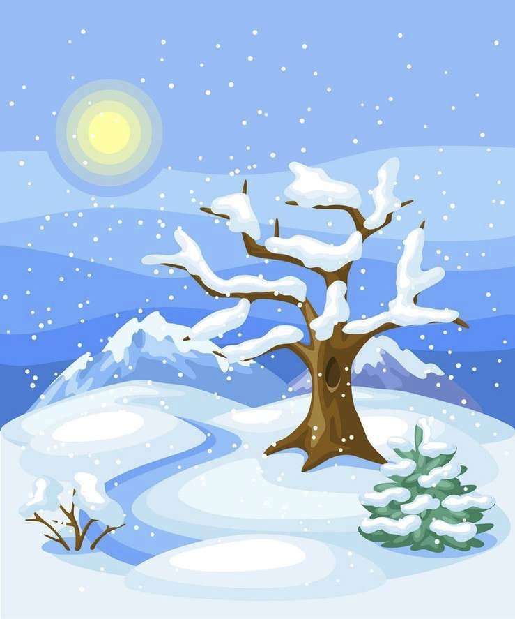 Met sneeuw bedekte bomen slapen online puzzel