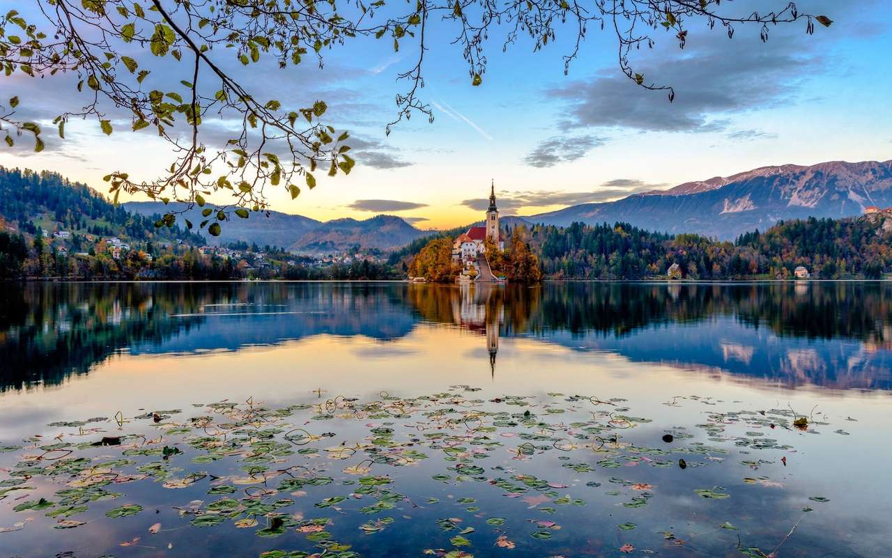 Словенія, Пейзаж, Озеро, Небо пазл онлайн