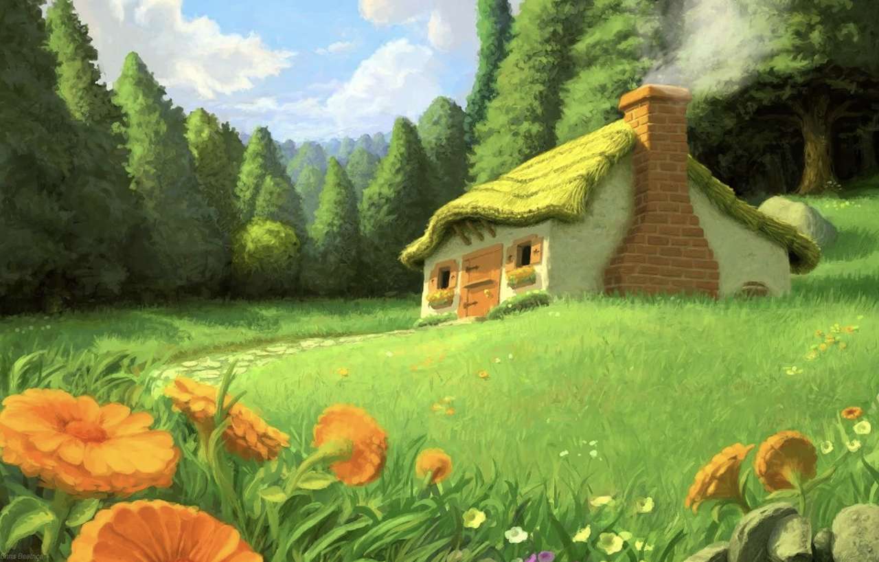 Bos, mooi huis van dromen :) legpuzzel online