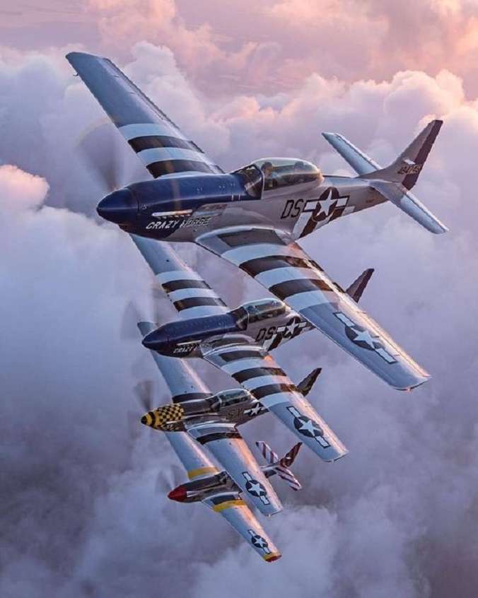 p-51 mustangy, cadaillaky nebes online puzzle