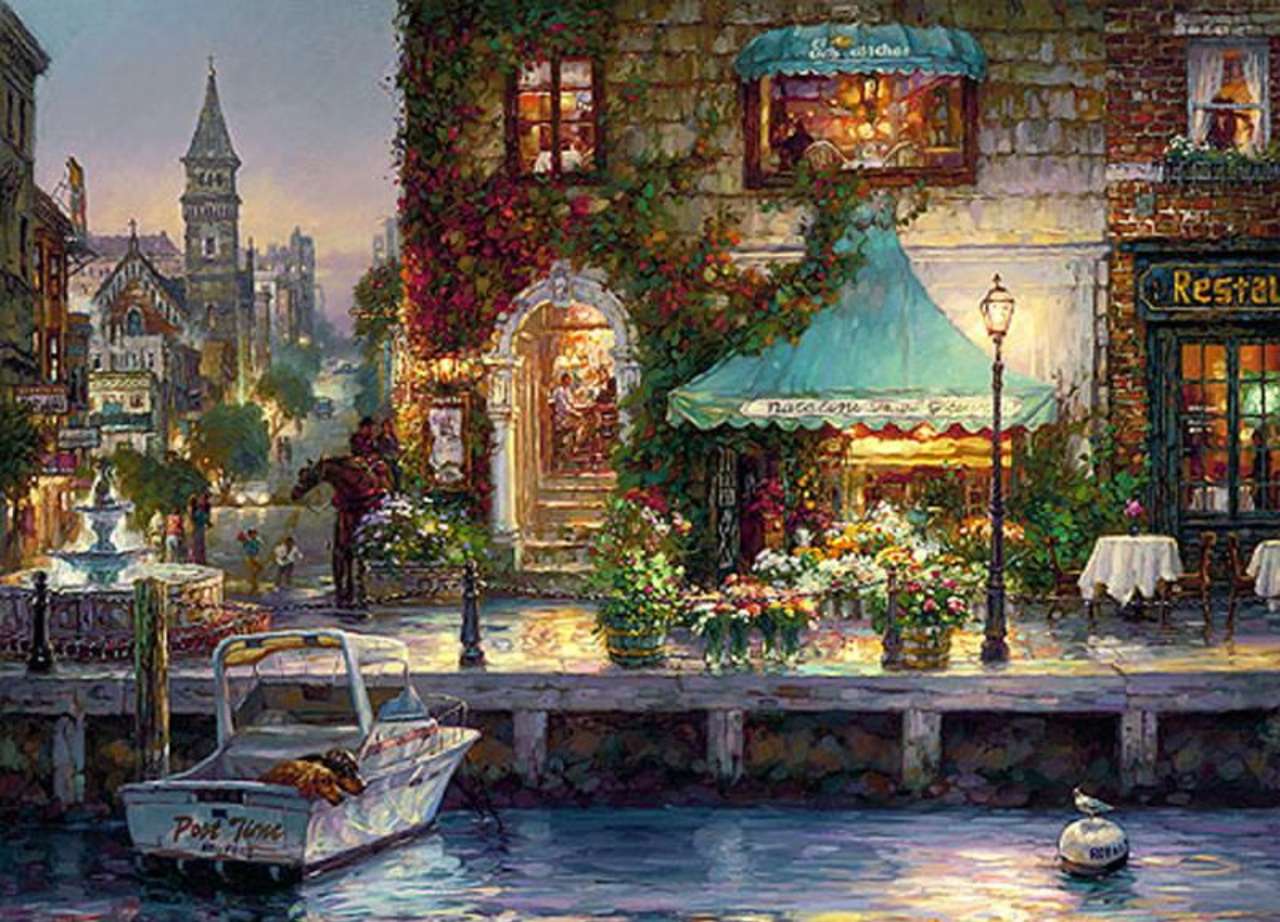 The Italian charm of the waterfront, a romantic street jigsaw puzzle online