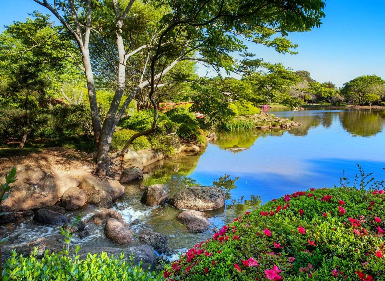 Весенний пруд, красивый очаровательный вид онлайн-пазл