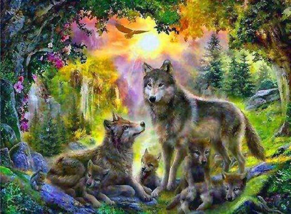 オオカミの家族 ジグソーパズルオンライン