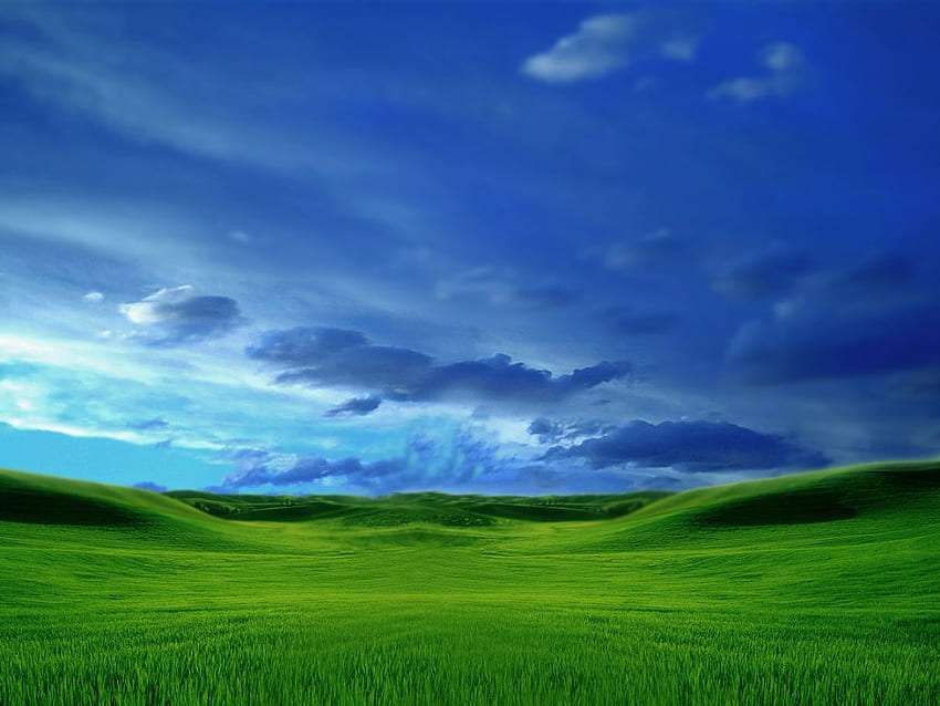 Céu e terra, campo verde-céu azul, maravilha quebra-cabeças online
