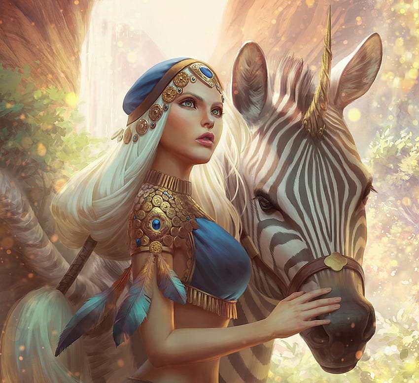 Regina deșertului și Unicornul Zebrei-Deșertului puzzle online