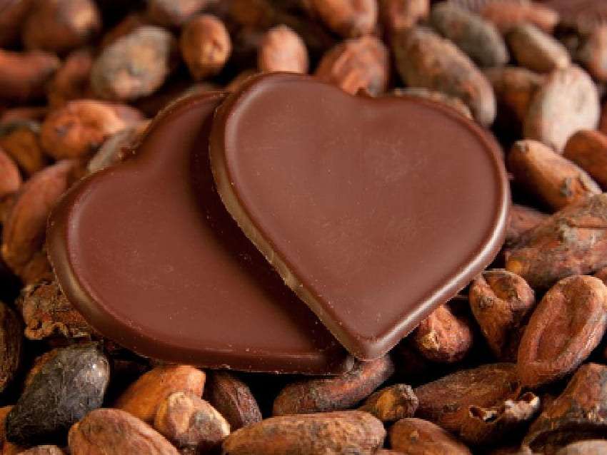 Шоколадное сердце среди орехов для всех онлайн-пазл