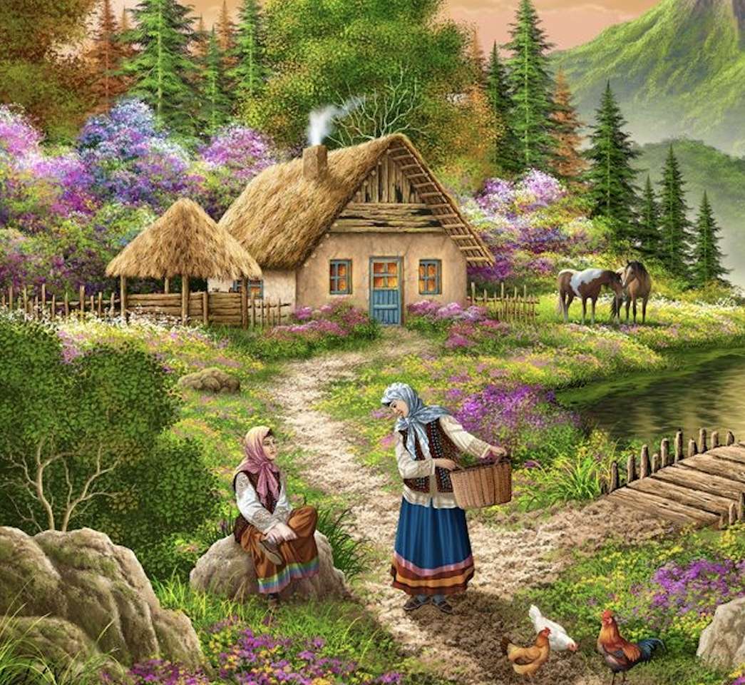 Viața rurală-vecini-timp de bârfă :) puzzle online