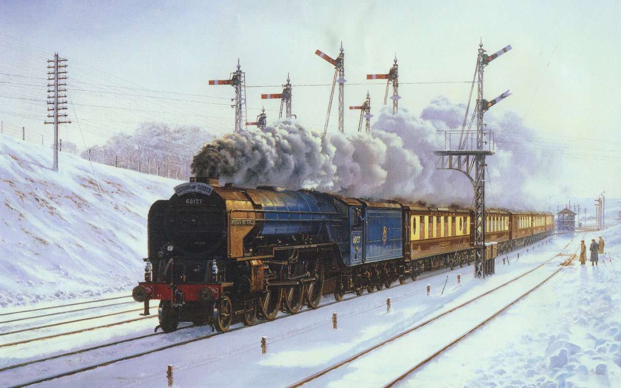 парен влак през зимата онлайн пъзел