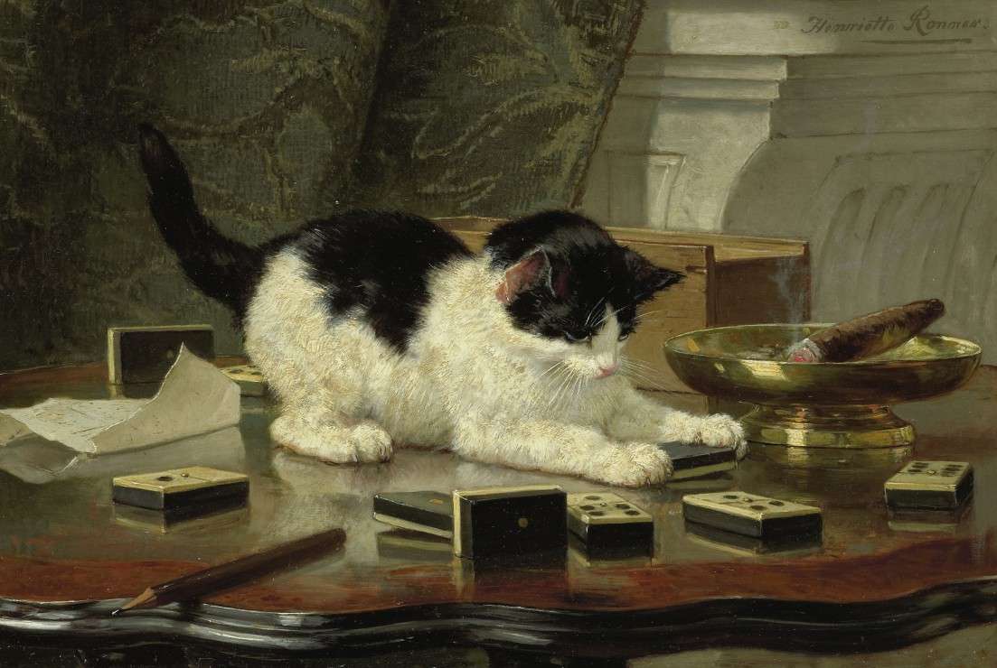 кошеня грає в доміно онлайн пазл