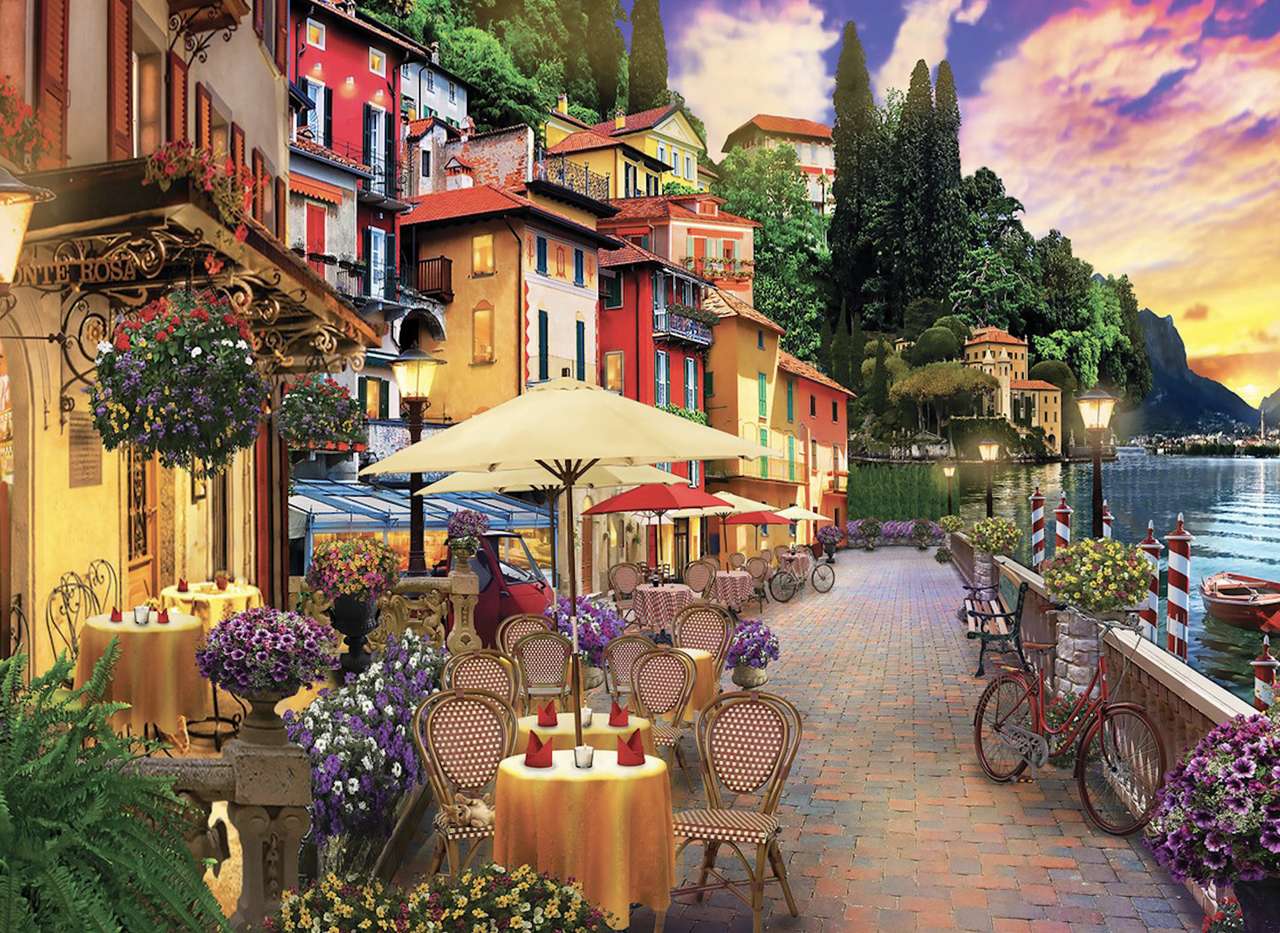Uma charmosa rua romântica no Lago Como quebra-cabeças online