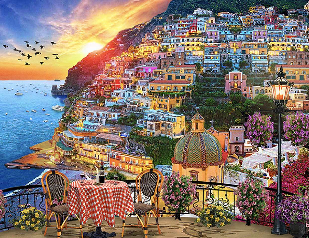 Italie-Positano une ville de conte de fées sur le versant des montagnes, un miracle puzzle en ligne