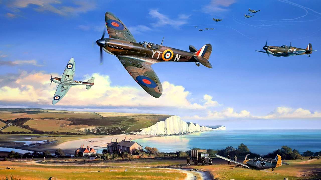Spitfires über den weißen Klippen von Dover Online-Puzzle