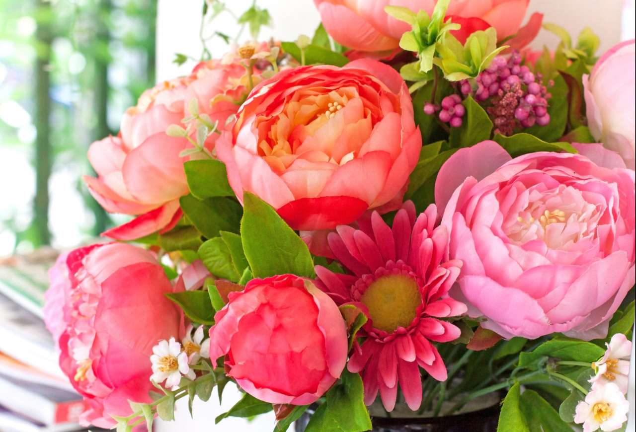 Un bouquet dans les tons roses, charmant puzzle en ligne
