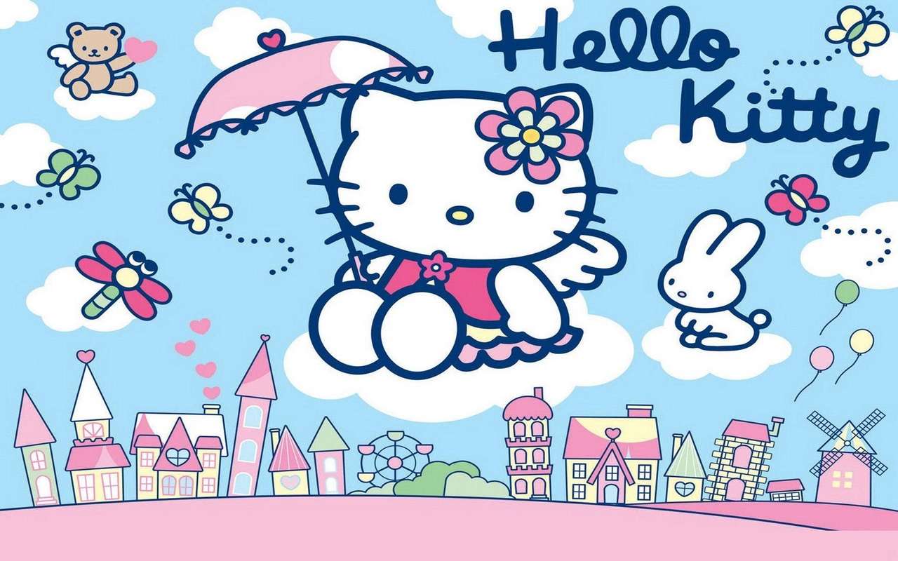 Hello Kitty stadsbild Pussel online