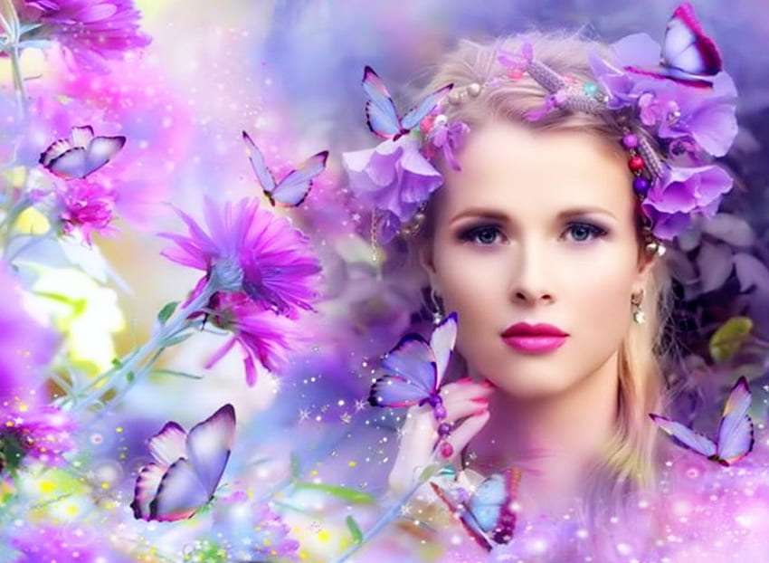 Красотата на лятото - красиви цветове на цветя и пеперуди онлайн пъзел