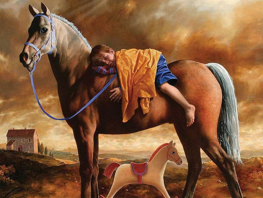 Hans älskade hästar och drömmar pussel på nätet