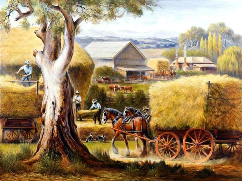 Harvest in full hay harvest jigsaw puzzle online