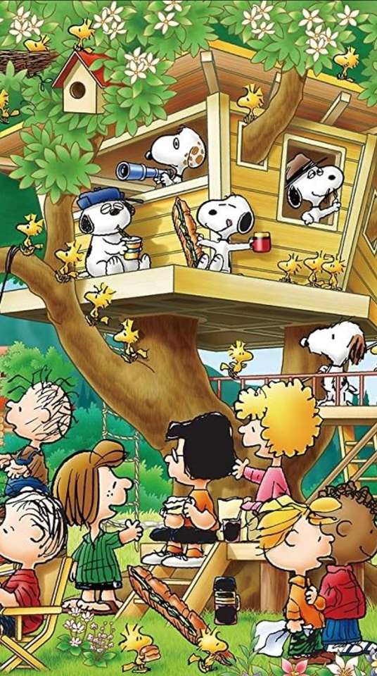 Snoopy y. sus amigos en la casa del árbol rompecabezas en línea
