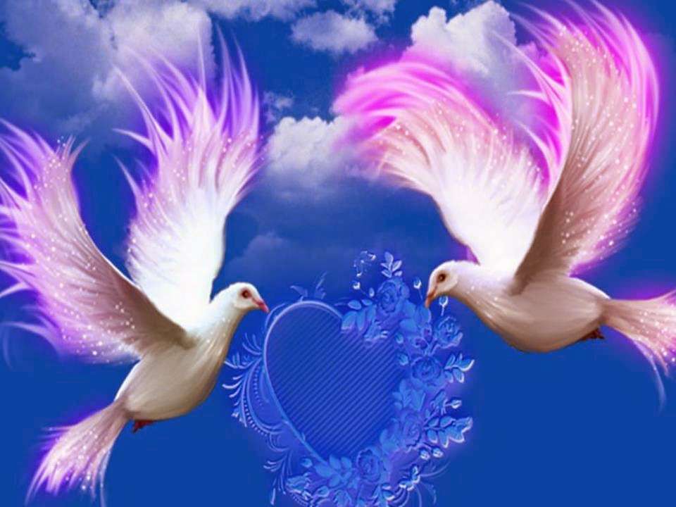 Два голуби. Картина пазл онлайн