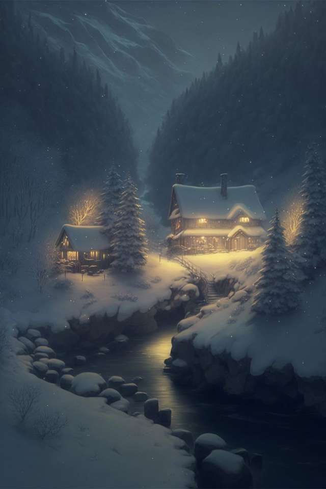 snowy winters night online puzzle